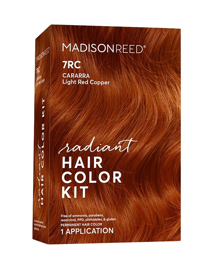 Madison Reed Radiant Hair Color Kit | 7RC Light Red Copper (Carrara Crimson) for 100% Gray Hair Coverage | Salon Quality Permanent Hair Dye | PPD-Free & Ammonia-Free | (Packaging May Vary) 1 Pack
