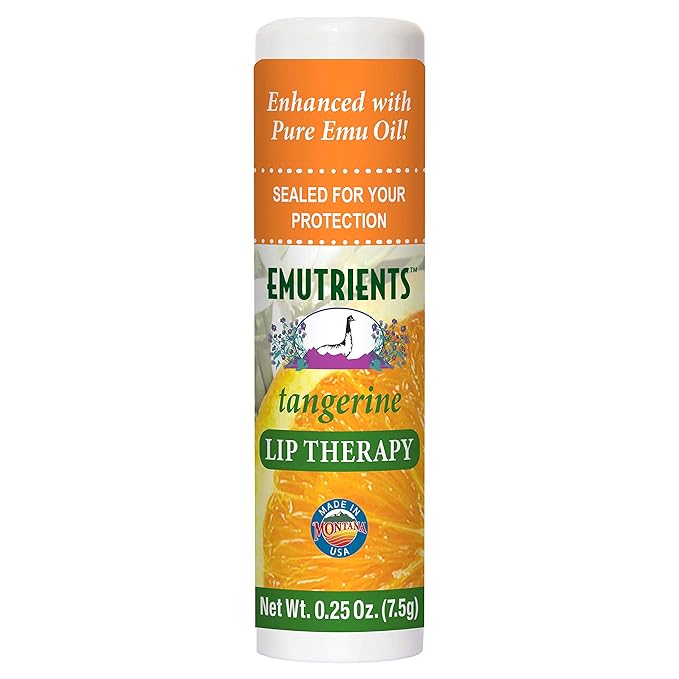 Montana Emu Ranch - Lip Therapy Lip Balm - 0.25 Ounce - Tangerine Flavor - Made with Pure Emu Oil
