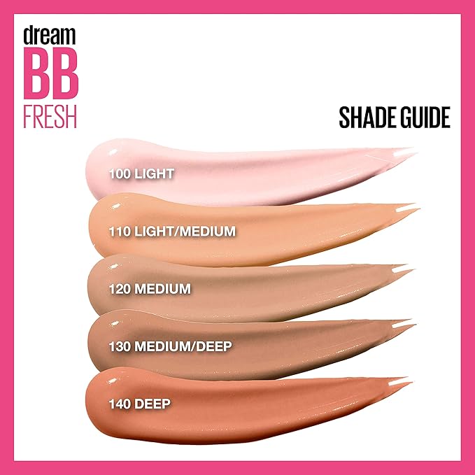 Maybelline Dream Fresh Skin Hydrating BB cream, 8-in-1 Skin Perfecting Beauty Balm with Broad Spectrum SPF 30, Sheer Tint Coverage, Oil-Free, Medium/Deep, 1 Fl Oz