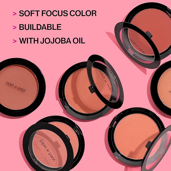 wet n wild Color Icon Blush, Effortless Glow & Seamless Blend infused with Luxuriously Smooth Jojoba Oil, Sheer Finish with a Matte Natural Glow, Cruelty-Free & Vegan - Pearlescent Pink(Packaged)
