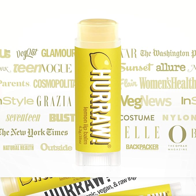 Hurraw! Lemon Lip Balm: Organic, Certified Vegan, Cruelty and Gluten Free. Non-GMO, 100% Natural Ingredients. Bee, Shea, Soy and Palm Free. Made in USA