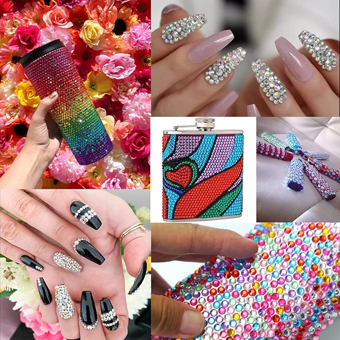 Flat Back Rhinestone Kits Colorful Rhinestones+Crystal AB Gems With Quick Dry Glue+Picker Pencil+Tweezer For Nail Art And Face Make-up