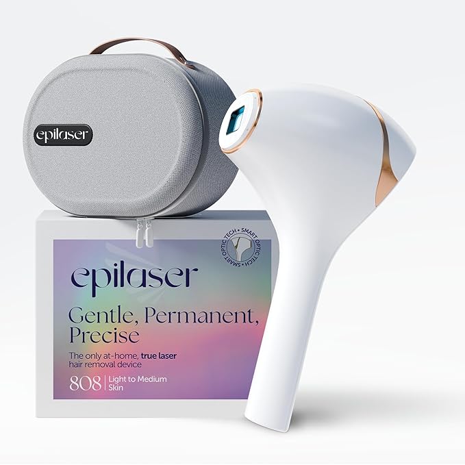 Epilaser At-Home Laser Hair Removal Device for Light Skin, Safe, Intelligent, Painless and Permanent Hair Removal for Face, Body, Bikini Line (Light Skin)