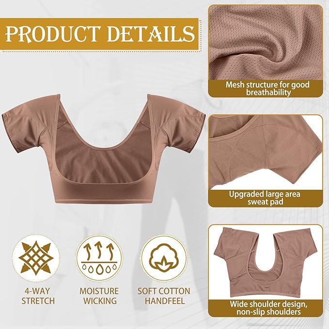 Zhanmai 3 Pcs Underarm Sweat Vest Armpit Sweat Proof Pads for Under Armpits Underarm Proof Pads for Women