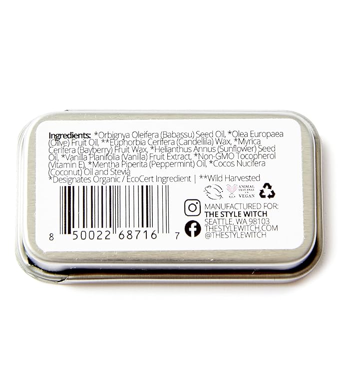 Vanilla Mint Lip Balm, Batch #17, Organic Ingredients, Vegan, Cruelty Free