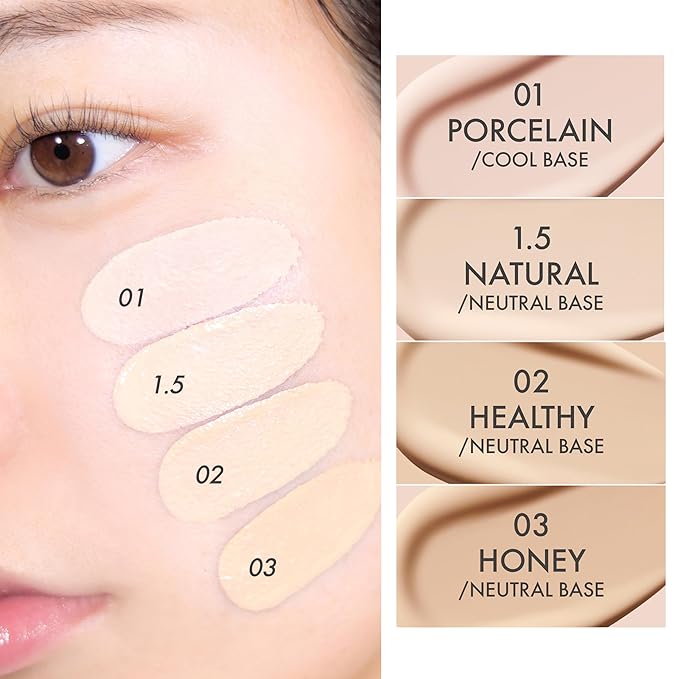 Amuse SEOUL Ceramic Skin Perfector Cushion Foundation 01 PORCELAIN | Long-lasting, Lightweight, Semi-matte, Flawless Coverage, Hypoallergenic, Vegan, Korean Beauty (15g / 0.52oz.)