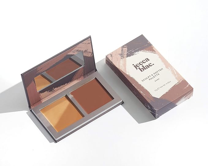 Jecca Blac Sculpt and Soften Contour Palette, Creamy Formula with Natural Finish, Medium Coverage, Gender Neutral and LGBTIQA+ Inclusive Make Up, Dark, 12g