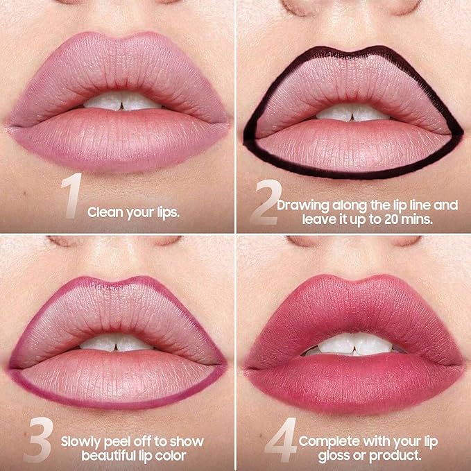Lip Liner Stain Peel off - Waterproof & Long Lasting Peel Lip Stain Non-Stick Cup, Enhancing Complexion & Nourishing for All Skin Types, Create A Natural Lip Color (Mauve, 1 Count)