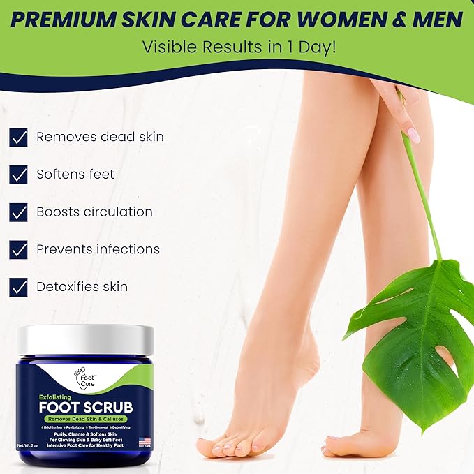 Exfoliating Foot Scrub with Pumice Stone powder - Gentle Moisturizing Foot Scrub for Dry Skin - Cracked Heel Repair for Smooth, Soft Feet - Pedicure Foot Spa 2 Pack