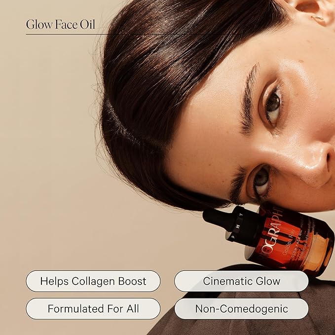 Golden Ray Glow Face Oil, 13ml. Collagen Boosting, Natural Skincare Moisturizing & Hydrating Facial Oil for Women. Incr Elasticity w/French Marine Algae, Jojoba & Rosehip for Fine Lines & Wrinkles