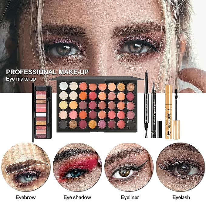 M Professional Makeup Kit, 31 Pcs All-in-one Makeup Kit,Makeup Kit for Women Full Kit,Makeup Gift Set for Women girls(HZJ-001)