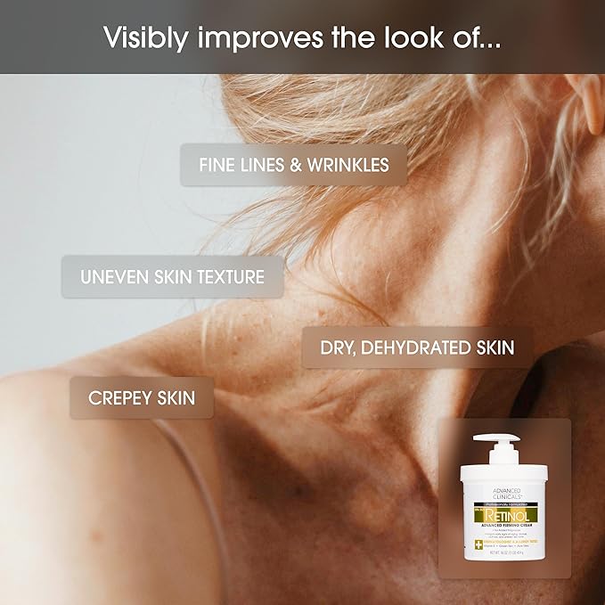 Advanced Clinicals Retinol Body Lotion + Brightening Vitamin C Cream 2pc Skin Care Set | Skin Tightening Body Moisturizer & Face Lotion | Crepey Skin Care Treatment | Skin Care Products, 2pc Set