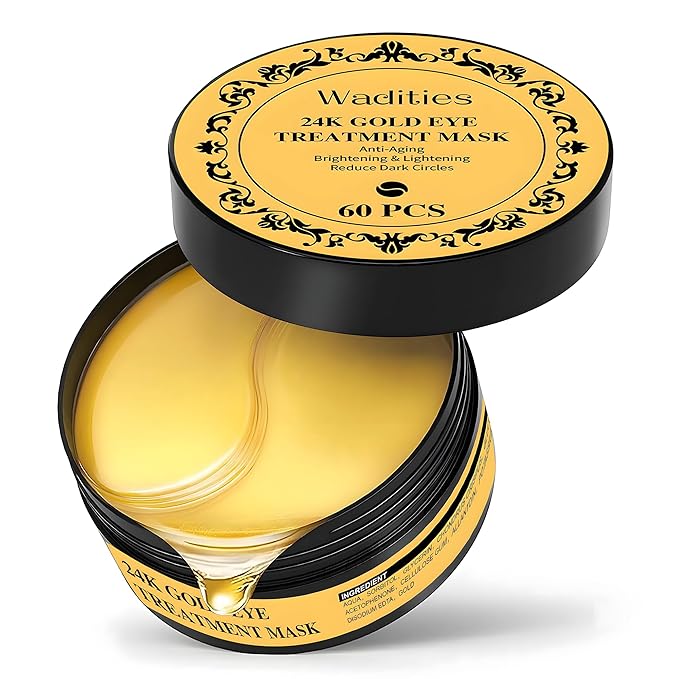 24k Gold Under Eye Patches, Eye Masks for Puffy Eyes 60 pcs, for Dark Circles and Puffiness, Hydrating Eye Mask Skincare, Eye Gel Pads for Eye Bags and Wrinkles Under Eye Treatment