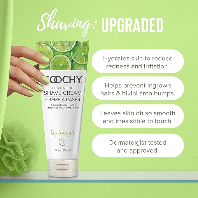 Coochy Shave Cream - Moisturizing Shave Lotion - Gentle Intimate Shaving Cream - For Bikini Area, Underarms, Legs & More - Rash-Free, Hydrating Formula - Key Lime Pie, 7.2 oz
