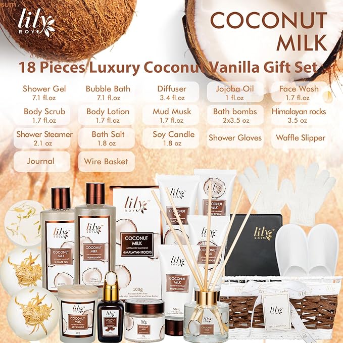 Gifts For Women Gift Basket for Women–18Pcs Bath and Body Gift Set for Mom Spa Basket Set Spa Kit Bath & Body Gifts Set | Self Care, Birthday, Christmas, Mothers Day Bath Gift Baskets Set for Her