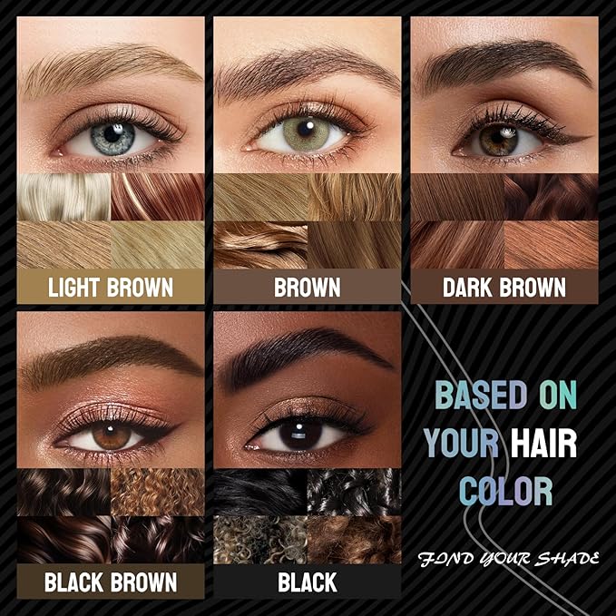 Microblading Eyebrow Pen, Curved Eyebrow Pencil 2-in-1 Dual-Ended Eyebrow Pencil 2-Fork-Tip and Single Tip Creates Natural Eyebrows Waterproof Long-lasting (Black Brown)
