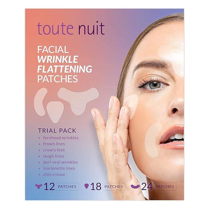 Toute Nuit Wrinkle Patches – Trial Pack – Face Tape for Forehead, Eyes & Mouth – Hypoallergenic Anti Wrinkle Patches – 54 Count, Made in USA