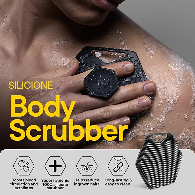 TOOLETRIES Body Scrubber 2.0 – Premium Silicone Scrubber for Cleaning, Exfoliating and Invigorating Your Skin – Extra Long Lather Boosting Bristles with Ergonomic Handle, Long-Lasting & Easy to Clean