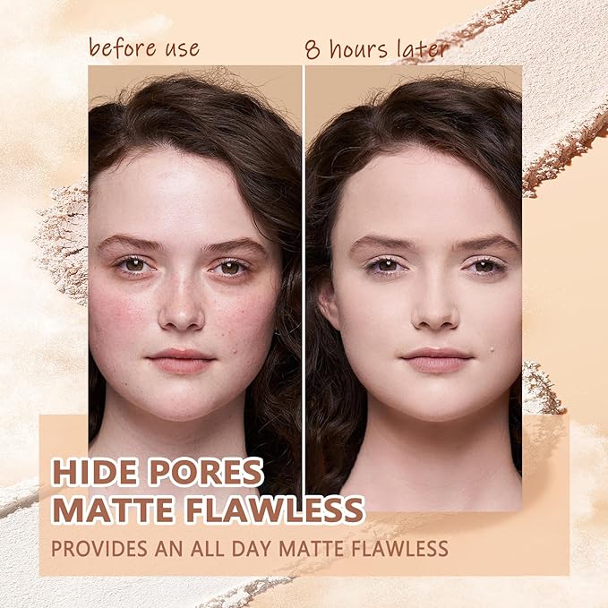 Oil Control Face Pressed Powder,Matte Smooth Flawless Setting Powder Makeup,Waterproof Long Lasting Finishing Powder,Cruelty Free Lightweight Face Cosmetics,0.35Oz(WHITE)