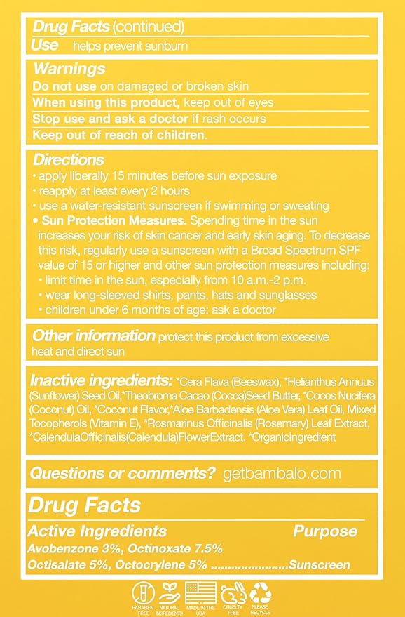 4-Pack Coconut SPF 15 Lip Balm - Organic Ingredients, Broad Spectrum UVA/UVB Protection - Hydrating & Moisturizing, USA Made