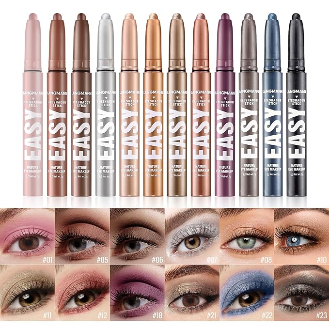Jolilab Eyeshadow Stick Set, 4 Colors Matte Professional Bright-Colored Contouring and Highlight Eyeshadow Stick, Cream Eyeshadow Waterproof Long Lasting High Pigmented Eye Shadow. (4, 08+10+11+12)