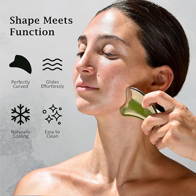 Blumenes - Traditional Gua Sha Tool - Stainless Steel Massage Tool for Face & Body - Cold & Heat Retention for Relaxing Spa Experience - Durable Stainless Gua Sha for Enhanced Skincare Routine