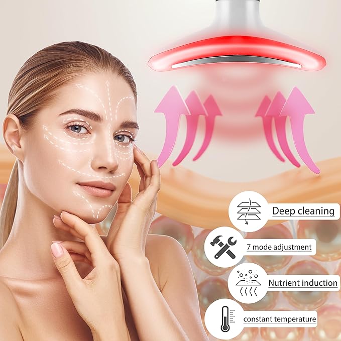 7-in-1 Red-Light-Therapy-for-Face and Neck, Face Neck Massager for Daily Skin Care Routine