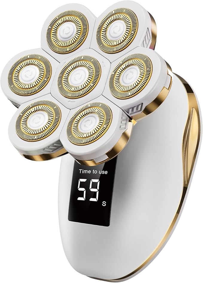 Electric Razors for Women, Wet/Dry 7D Rechargeable Rotary Shaver for Legs, Water Resistant Grooming Kit - Electric Razors for Women, Facial Hair Removal, Bikini Trimmer, Lips - Gentle Hair Remo-Gold