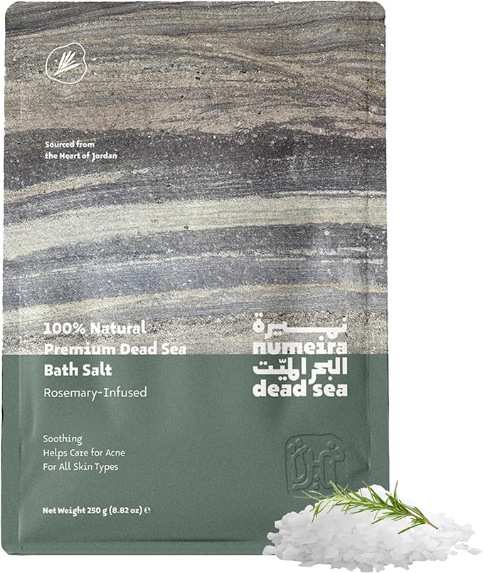 Dead Sea Salts for Soaking - Relaxing Salt Bath Soak for Body Rejuvenation - Natural Mineral Salts - Coarse Dead Sea Salt Bath Salts for Women & Men w/Rosemary Essential Oil (8.82 oz)