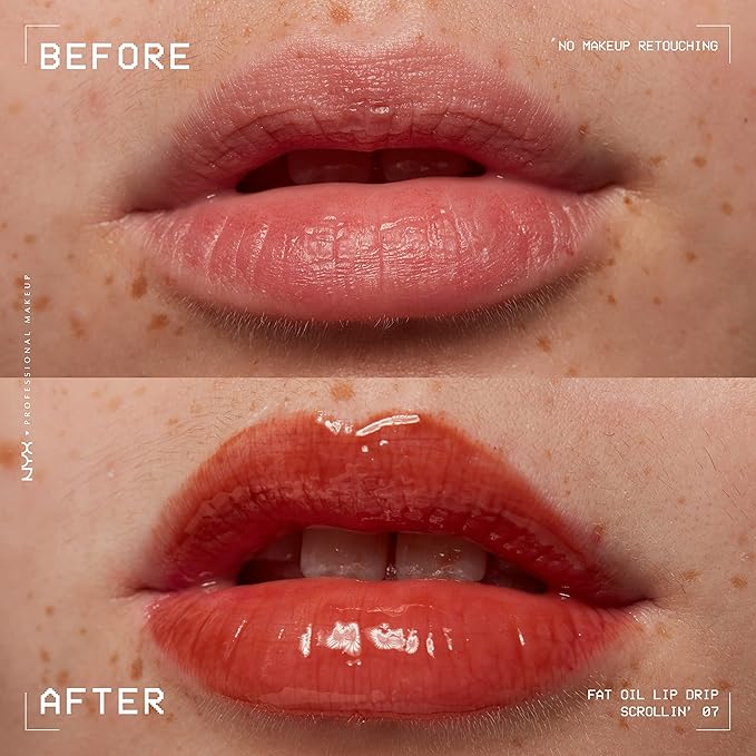 NYX PROFESSIONAL MAKEUP Fat Oil Lip Drip, Moisturizing Lip Oil Gloss, Vegan Tinted Formula, Up to 12 HR Hydration - Scrollin' (Deep Caramel)