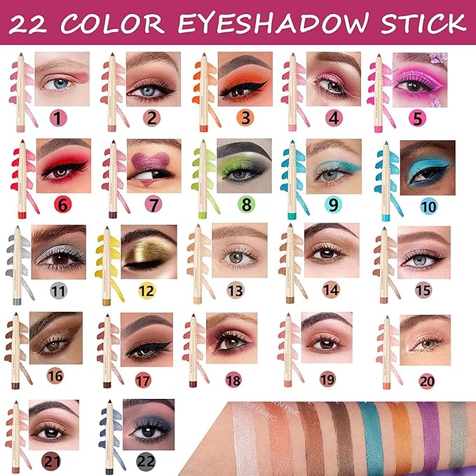 Green Eyeshadow Stick, Smooth Cream Shimmer Eyeshadow Pencil, Waterproof Long Lasting High Pigmented Hypoallergenic Eye Shadow Highlighter Stick Create Multi-Dimension Eyes Look(08# Grass Green)