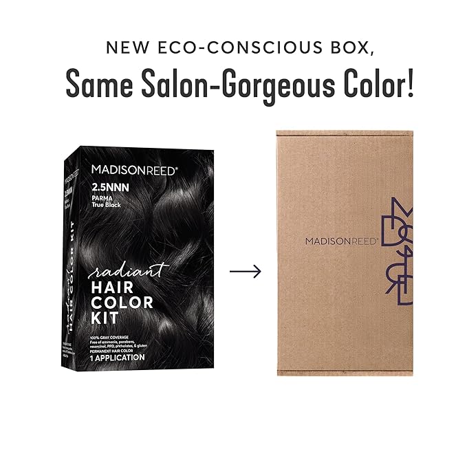 Madison Reed Radiant Hair Color Kit | 2.5NNN Soft Black (Parma Black) for 100% Gray Hair Coverage | Salon Quality Permanent Hair Dye | PPD-Free & Ammonia-Free | (Packaging May Vary) 2 Pack
