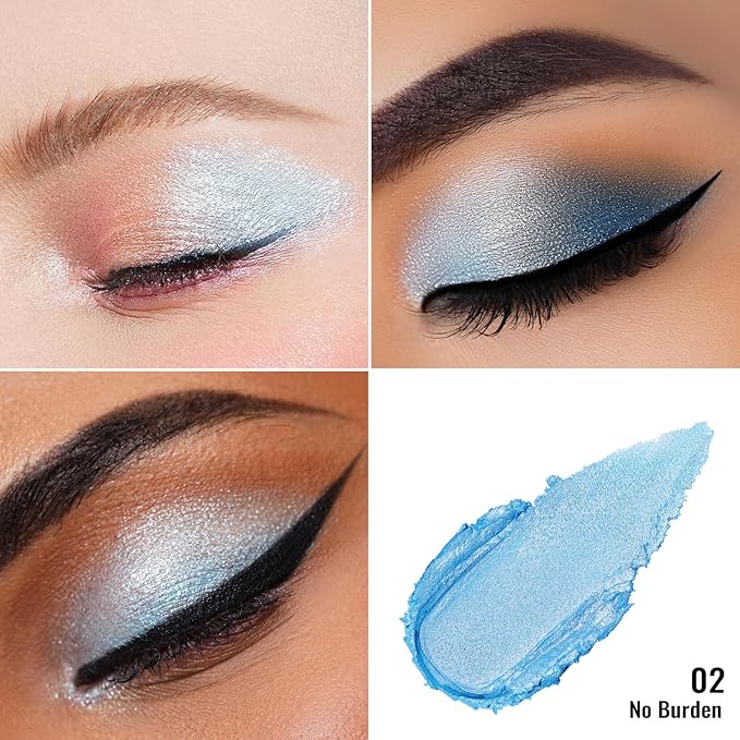 Oulac Cream Eyeshadow also for Highlighter Large Capacity Highly Pigmented Eye Shadow Waterproof &Long Lasting with Moisturizing Formula, Shimmer Glitter Eye Makeup. 6g 01+02