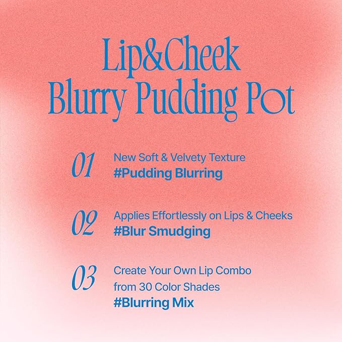 Lip&Cheek Blurry Pudding Pot | Bestie Moment - Seventeen | Makeup Blush, Buildable Lightweight, Multi-Use Soft Matte Finish | 5g