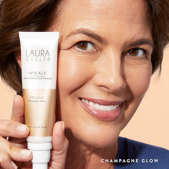 LAURA GELLER NEW YORK Ready-n-Radiant Kit (3 PC) - Baked Bronze-n-Brighten, Mediium + Spackle Super-Size Skin Perfecting Primer, Champagne Glow + Retractable Angled Kabuki Brush
