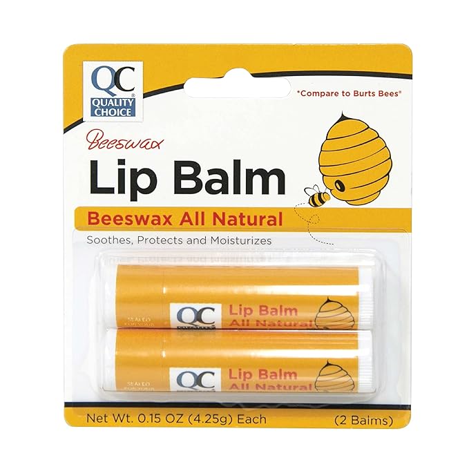 Quality Choice Beeswax Lip Balm All Natural 2 Tubes 0.15oz Each (1)