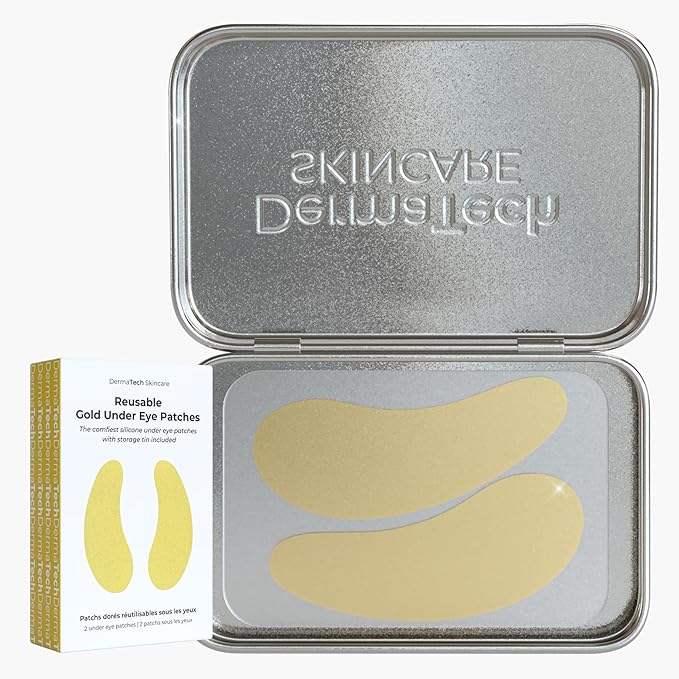 Reusable Under Eye Patches Eco-Friendly Wrinkle Patches with Tin Case | 100% Silicone Reusable Facial Patches | For Puffy Eyes, Dark Circles, Reducing Wrinkles