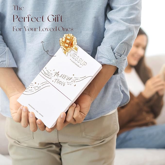 Jessup Makeup Brushes Set 14pcs Highend Makeup Gift Set for Women Include Foundation Concealer Blush Contour Powder Eye Shadow Brush, Makeup Sponge, Makeup Brush Cleaner and Towel, Pearl White T333