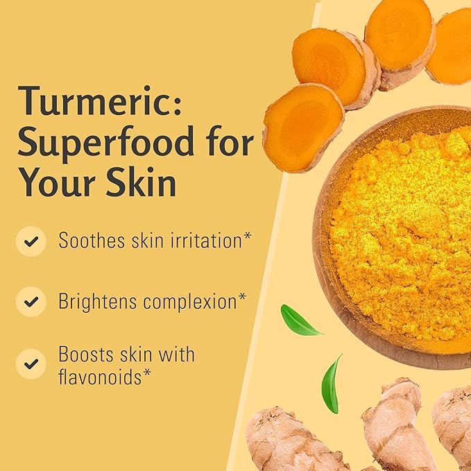 Exfoliating Turmeric Scrub and Skin Exfoliator with Collagen and Coconut Oil, Gently Exfoliates Face, Body, Hands, and Feet, Moisturizing Skincare, 16 oz by M3 Naturals