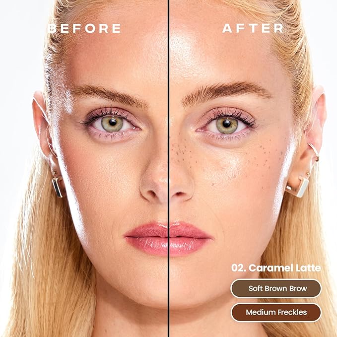 Sacheu Brow & Freckle STAY-N Tinted Eyebrow Gel & Faux Freckle Pen — 2-in-1 Longwear Water Resistant Brows Tint, Cruelty-Free & Vegan, Caramel Latte