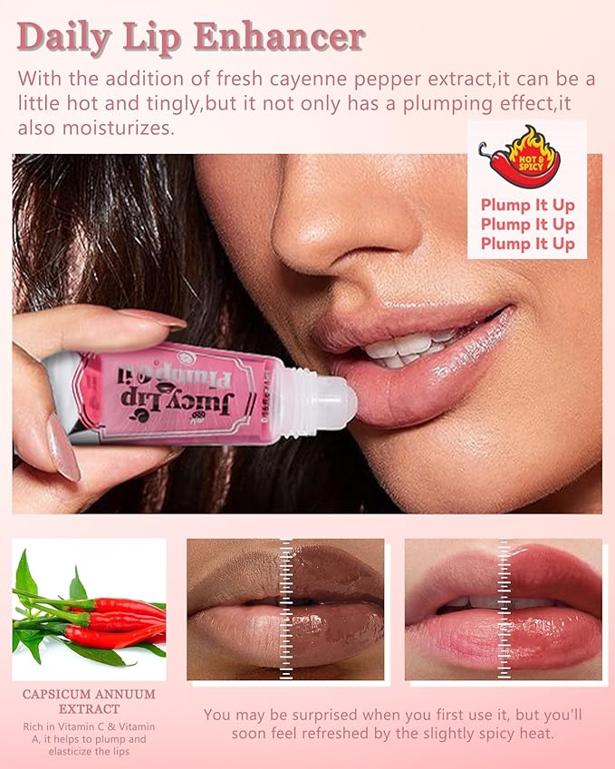 Plumping Lip Oil Kit-3Pcs Hydrating Glossier Tinted Lip Gloss,Long Lasting Lip Plumper and Pout Booster LIpgloss, Moisturizing Non-Sticky Natural Fuller Lip Tint Stain, Makeup Gift for Women-Set A
