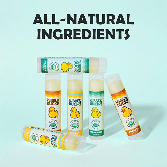 Rubber Ducky Sunscreen - Organic Lip Balm for Women, All Natural Lip Balm Stick with Vitamin E - Moisturizing & Hydrating Lip Balm for Dry Lips - Untinted and Non-Toxic Lip Care - Vanilla, 3 Pack