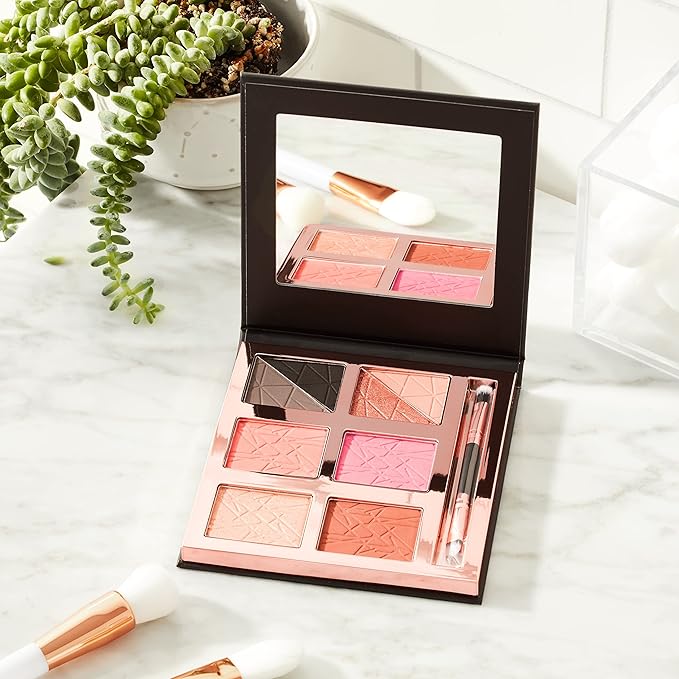 Luxe Light & Loaded Multi-Use Palette | 4-in-1, Eyeshadow, Blush, Contour, Highlight | Mix colors for Custom Blends | Includes Mirror and Dual Brush
