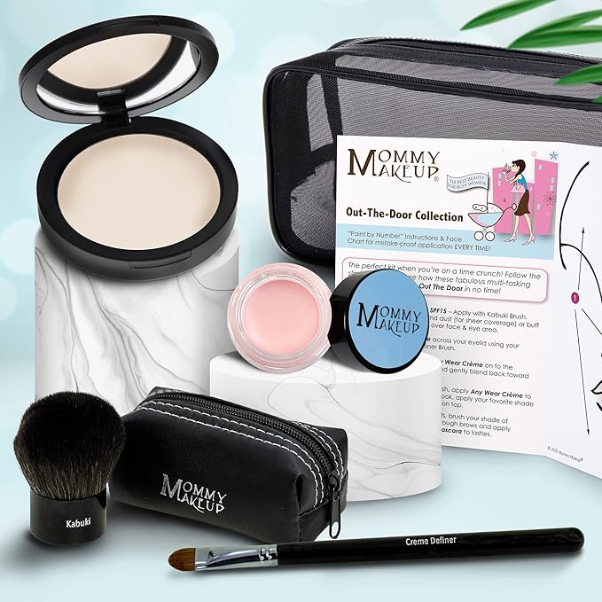 Out The Door Collection | Talc-free 5-piece Mineral Makeup Set | LULLABY (Light) - For porcelain to very fair complexions + CAMEO - A light nude pink