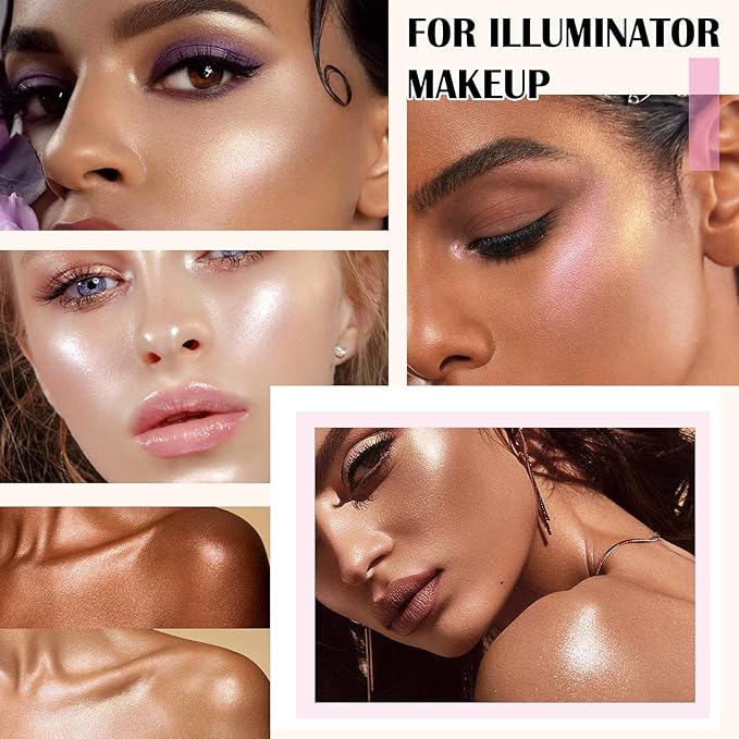 Highlighter Makeup Palette Shimmer Contour Palette Powder for Brighten Face Contour Gold Cheek Highlight Makeup,Long Lasting Highlighter Powder with Mirror for Illuminator Makeup(CHAMPAGNE GOLD)