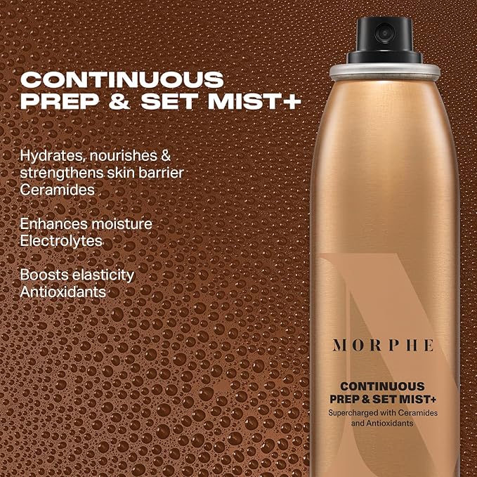 Morphe Jumbo Continuous Prep & Set Face Mist - Hydrating Setting Spray for Makeup & Skin Prep - Enriched with Ceramides and Antioxidants for a Radiant Finish (6.5 oz)
