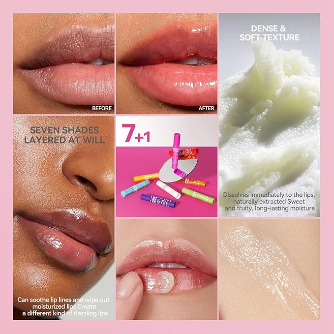 Tinted Lip Balm, Lip Moisturizer For Very Dry Lips, Lip Balm Hydrating, 8pcs Color Lip Balm Set Nourishing Cracked Lips, Lip Tint Lip Care Products Birthday Gifts Set For Teens