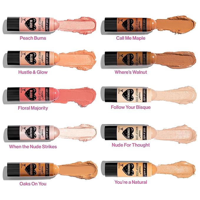wet n wild MegaGlo Makeup Stick Conceal Contour Brown Oak's On You 1.1oz & Neutral Follow Your Bisque 1oz Bundle