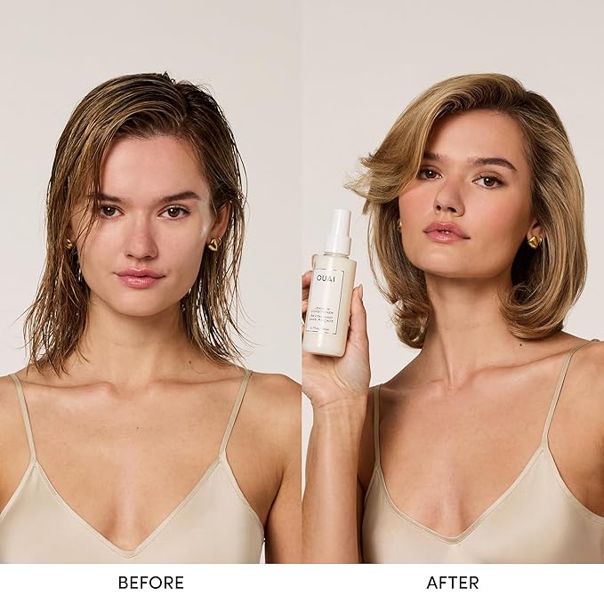 OUAI Leave In Conditioner & Heat Protectant Spray - Prime Hair for Style, Smooth Flyaways, Add Shine and Use as Detangling Spray - No Parabens, Sulfates or Phthalates (1.5 oz)