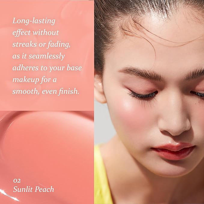 hince Dewy Liquid Cheek 6g Raw Glow Liquid Blush for Cheeks Vegan Dewy Cheek Tint Glass Skin Lightweight Liquid Blush Weightless Watercolor (SUNLIT PEACH, LC002)